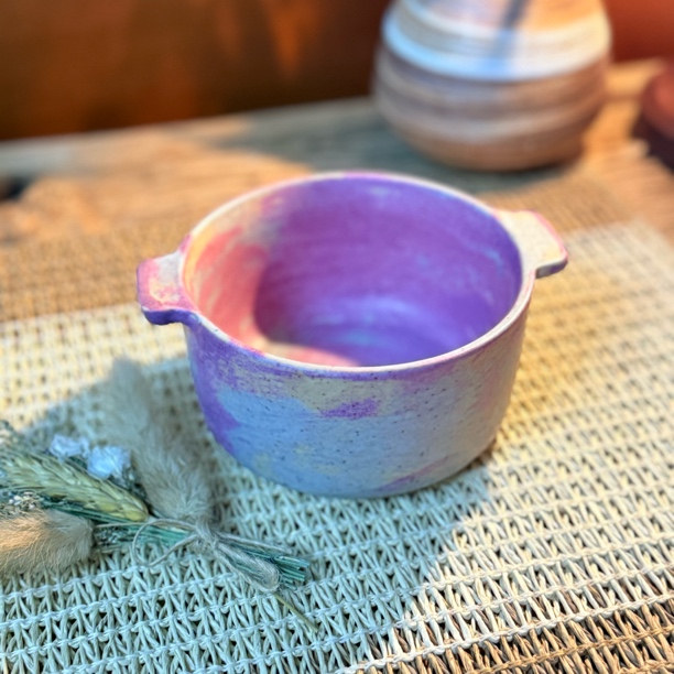 紫瑶双耳5英寸陶瓷早餐燕麦碗甜品碗下午茶点心碗釉下彩