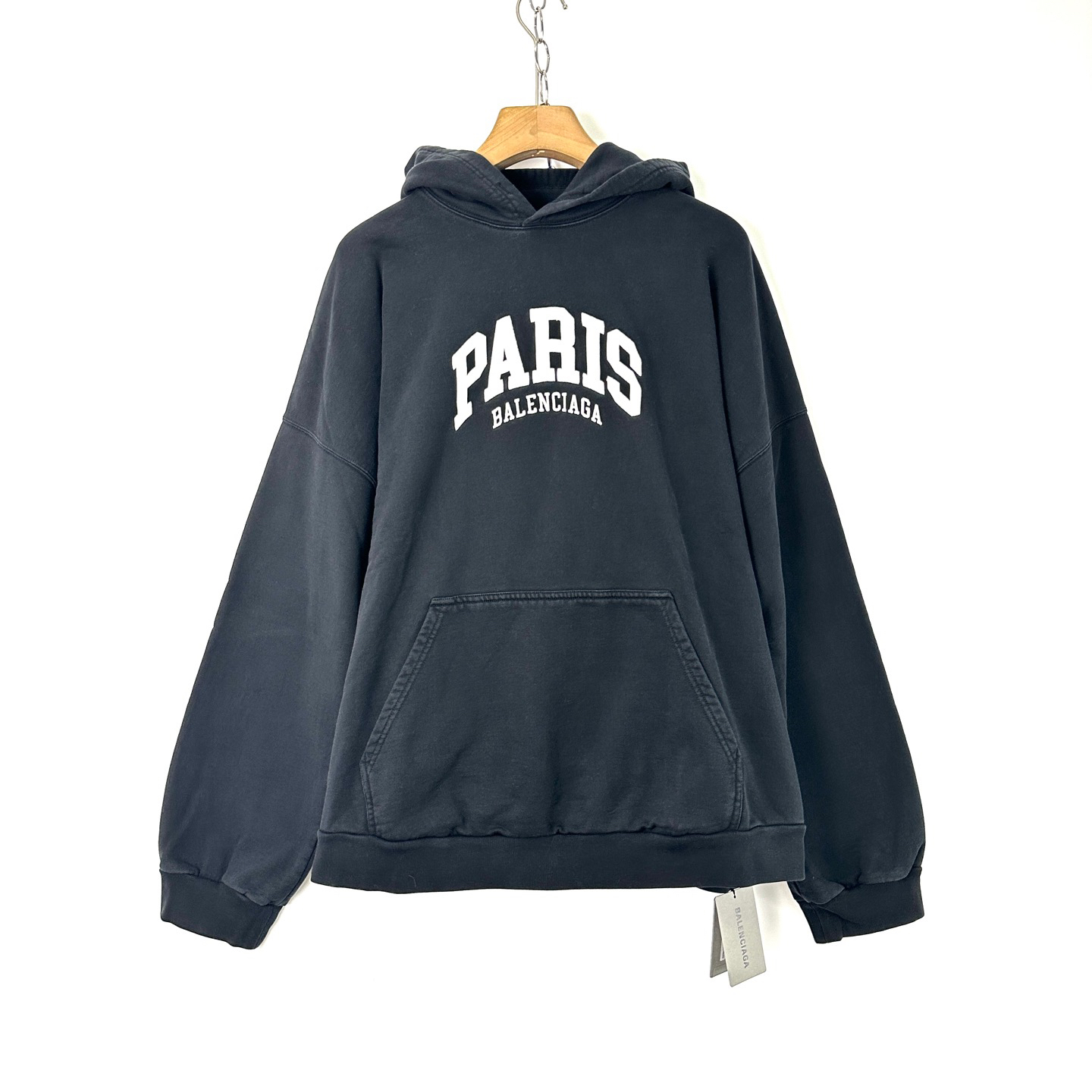 未使用 Balenciaga/巴黎世家 3码/黑色刺绣宽松版连帽卫衣/07791