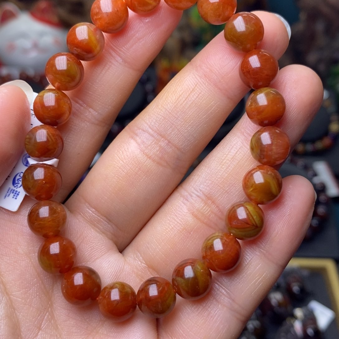 水晶A004红极光天眼单圈8m未镶嵌