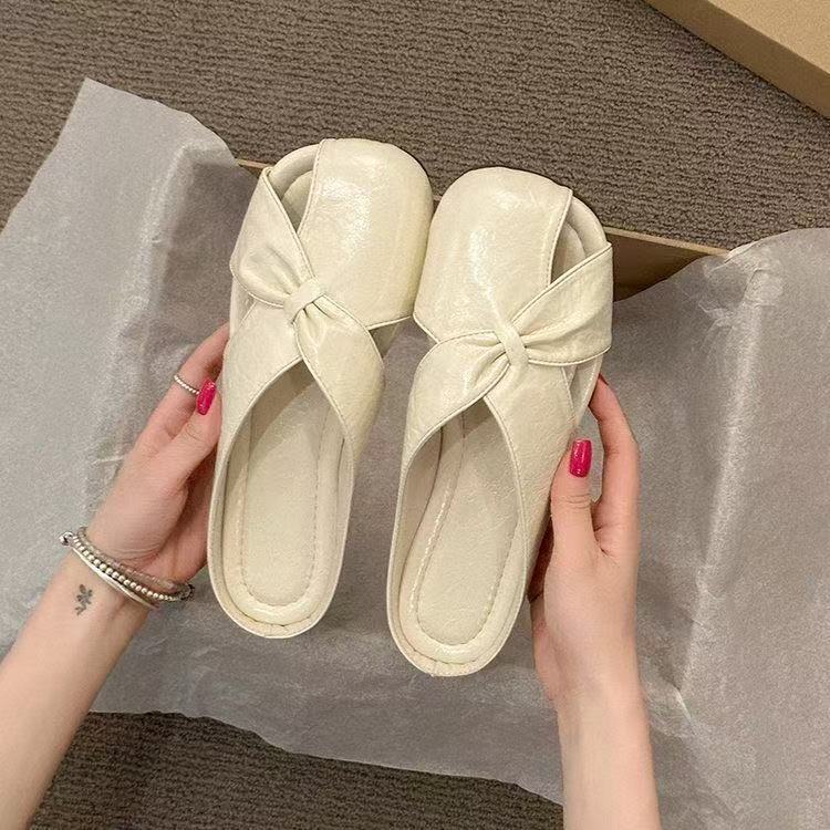 通勤外穿凉鞋女2025新款夏季浪漫懒人半拖鞋百搭坡跟凉拖鞋y6