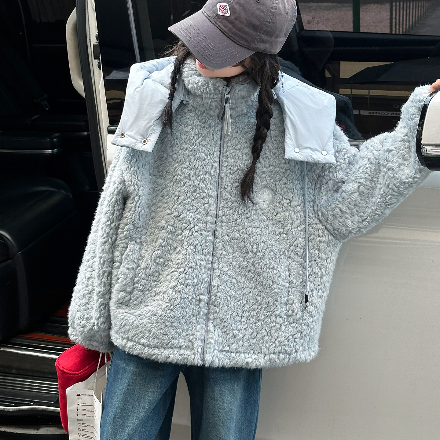 女童加厚毛毛衣2025秋冬装新款儿童洋气中大童皮毛一体保暖外套
