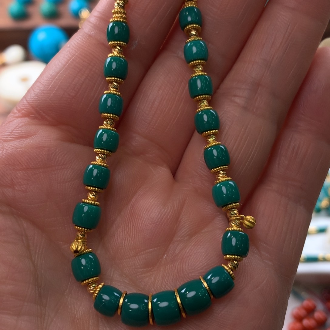 绿松石手串18K金镶嵌
