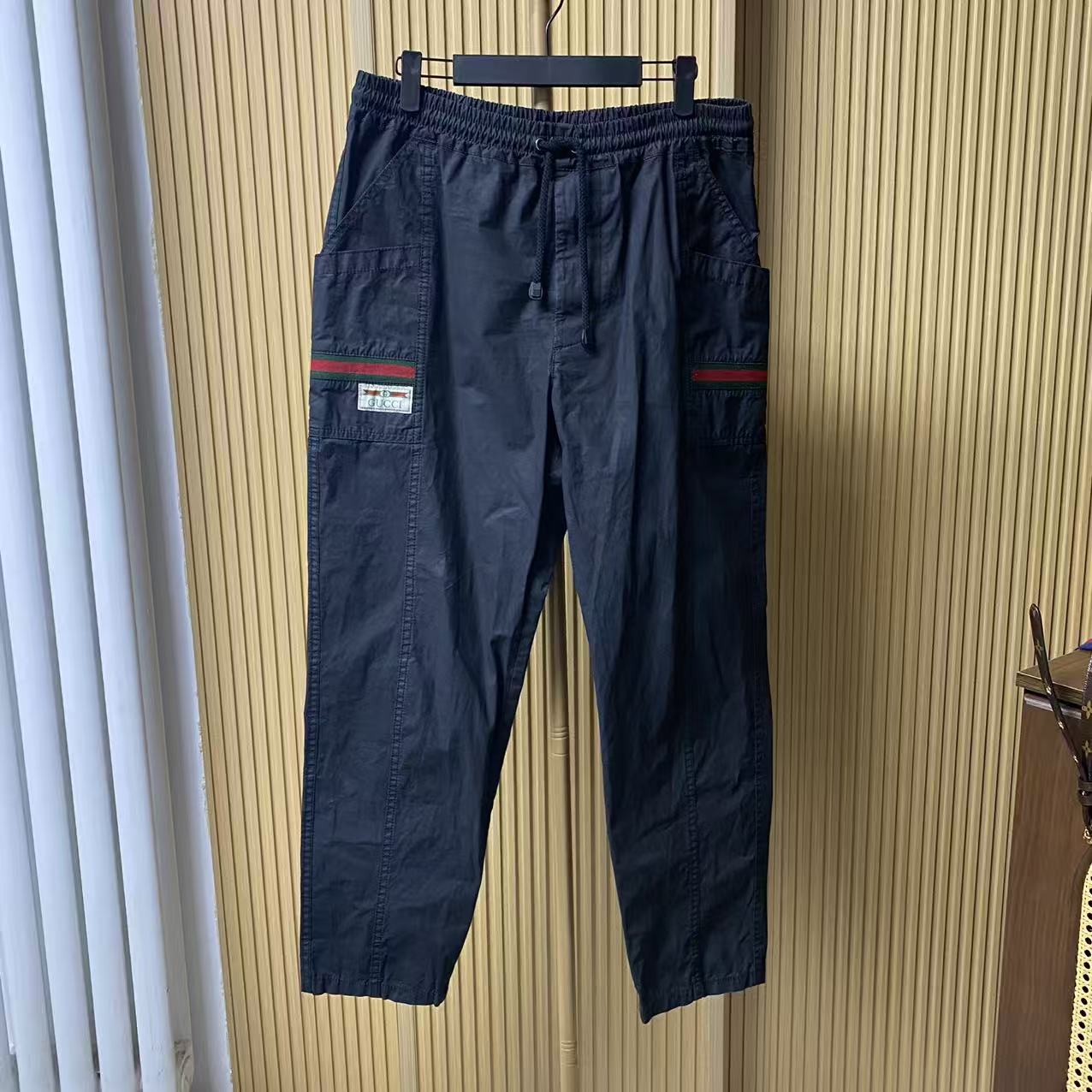 95新 GUCCI/古驰 古驰抽绳黑色休闲裤/48码/3700015
