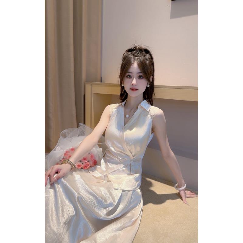 Si【娇娥】新款夏季无袖T恤新中式2025修身洋气设计感收腰气质无