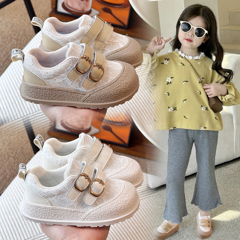 女童公主鞋蕾丝网面单鞋宝宝学步鞋春秋新款休闲鞋婴儿鞋软底韩版