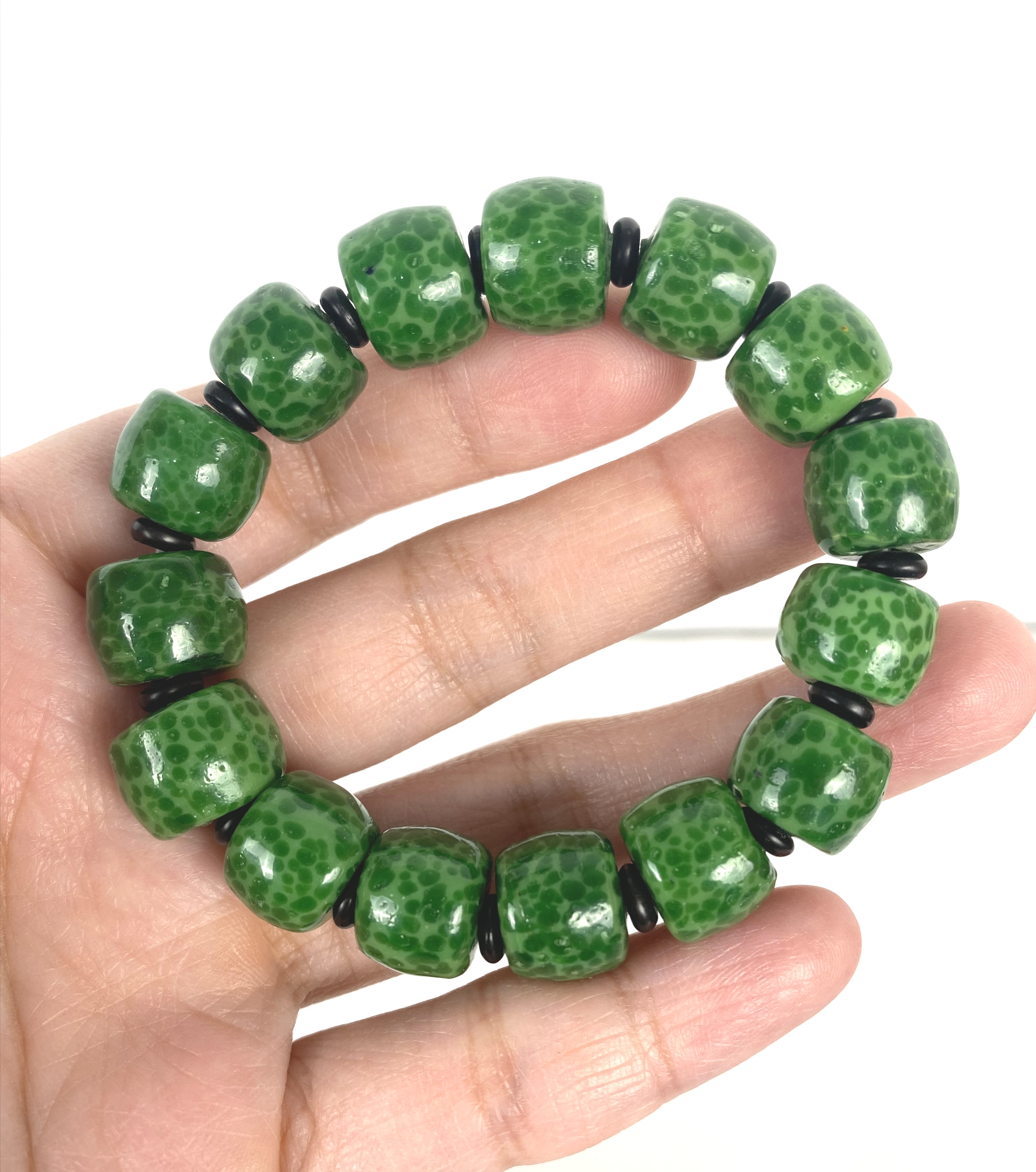 淄博博山大观园蛙皮桶珠琉璃手串