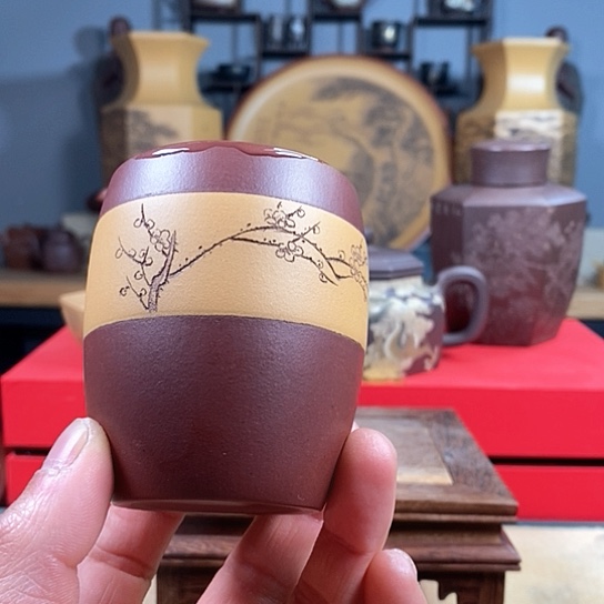 紫砂茶杯紫砂梅花杯