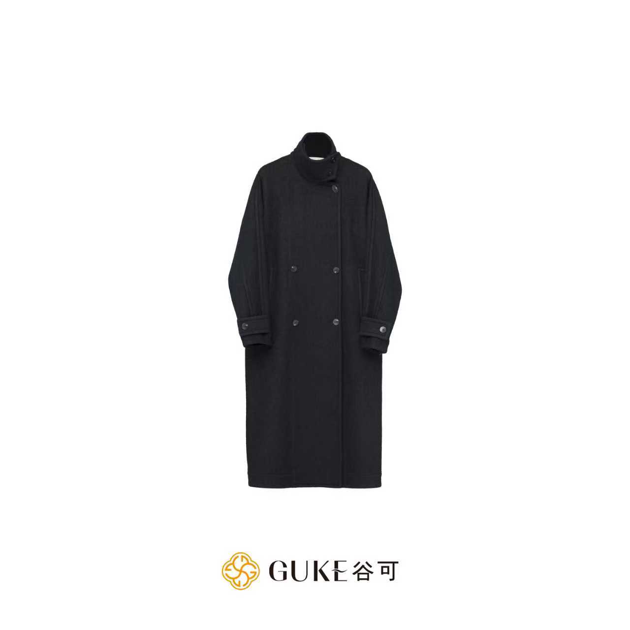 GKE/谷可S1177秋冬款时尚简约气质高级感圆领长款大衣