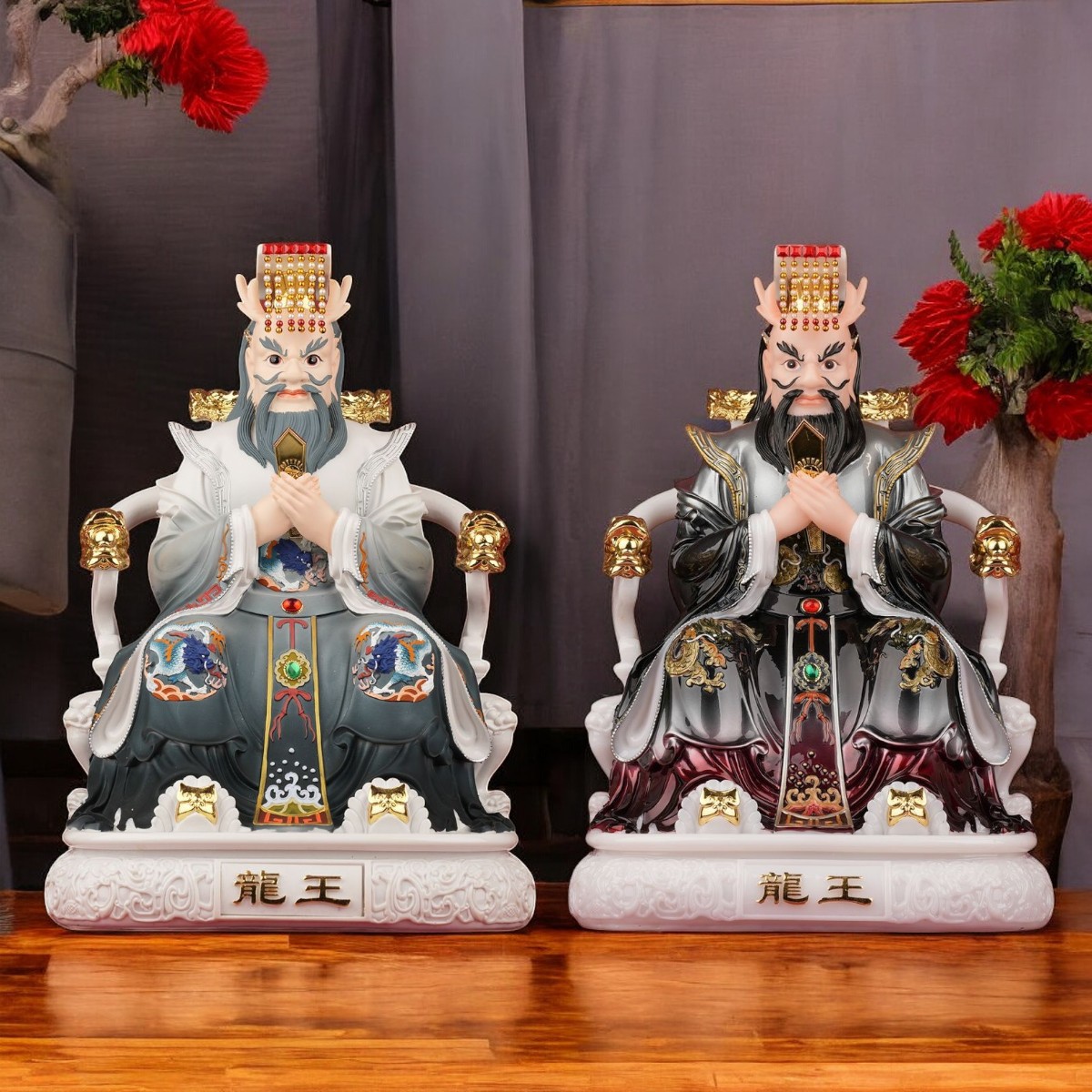 仿白瓷四海龙王神像家用供奉高档摆件客厅摆设