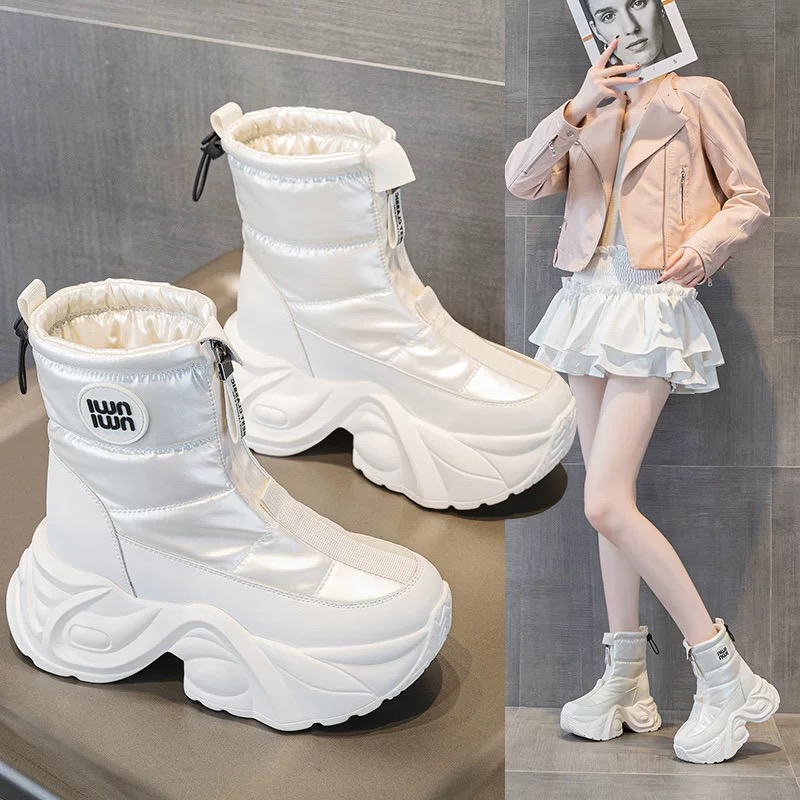 内增高棉鞋女冬加绒加厚防水防滑2025新款厚底小个子低帮大棉鞋