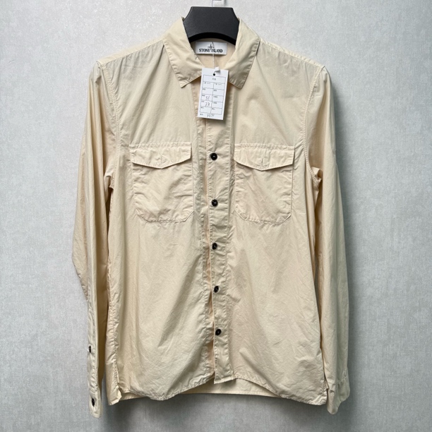 95新 STONE ISLAND 白色浮雕侧标衬衫 M码