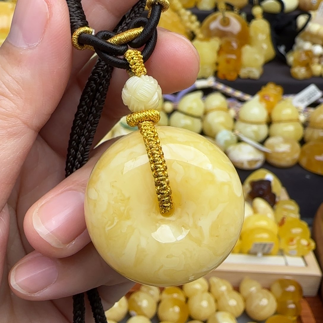 蜜蜡套链未镶嵌不退换天然俄料蜜蜡平安扣吊坠