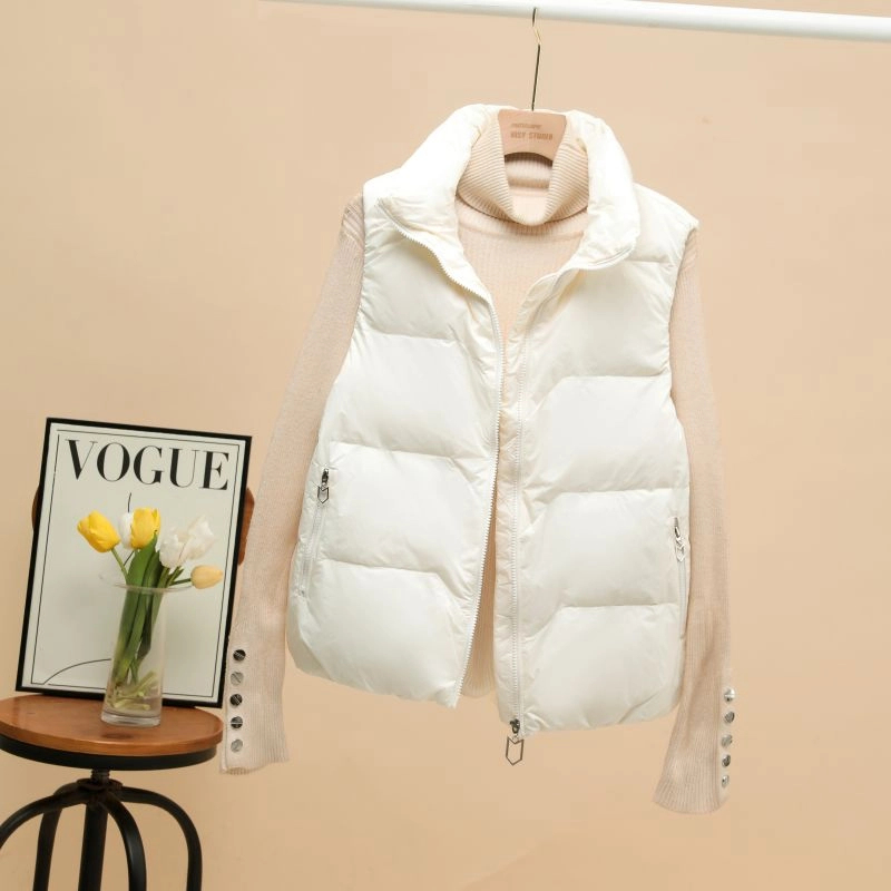 新款秋冬季白鸭绒马夹韩版百搭显瘦时尚外穿保暖立领盾牌走线马甲