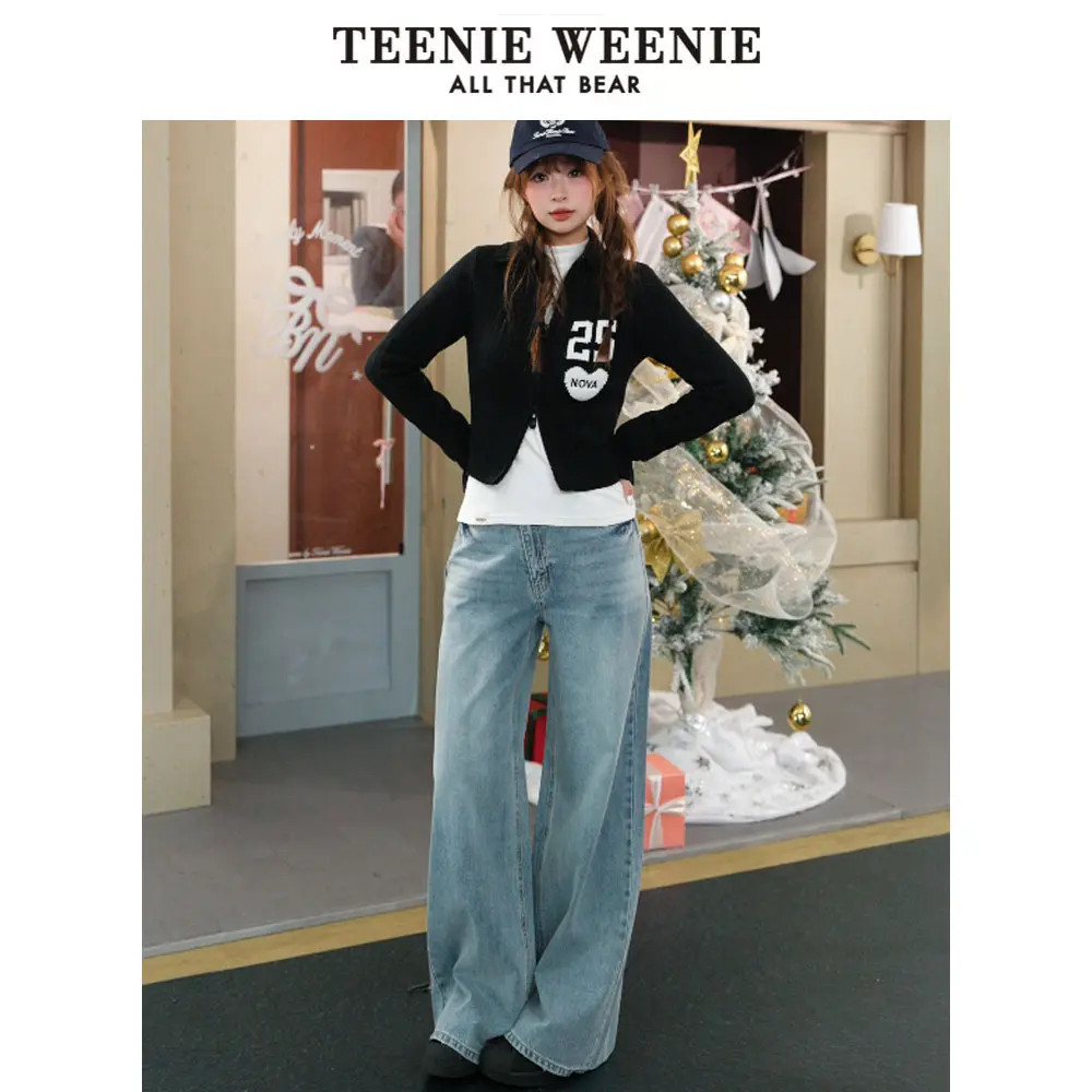 TEENIEWEENIE bearnova26年春新不对称斜门襟牛仔裤YTTJ2611B1A