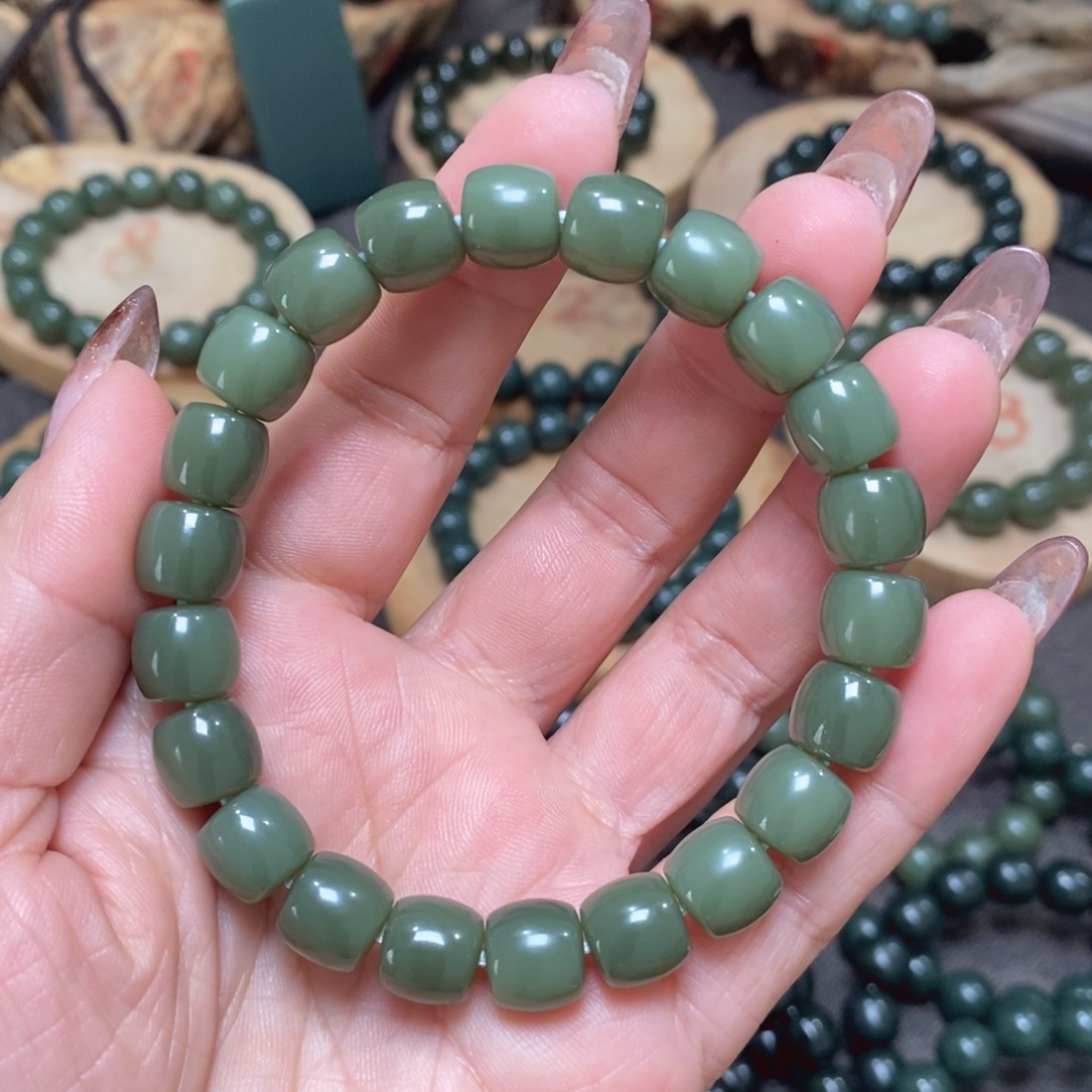 和田玉（青玉）手链未镶嵌