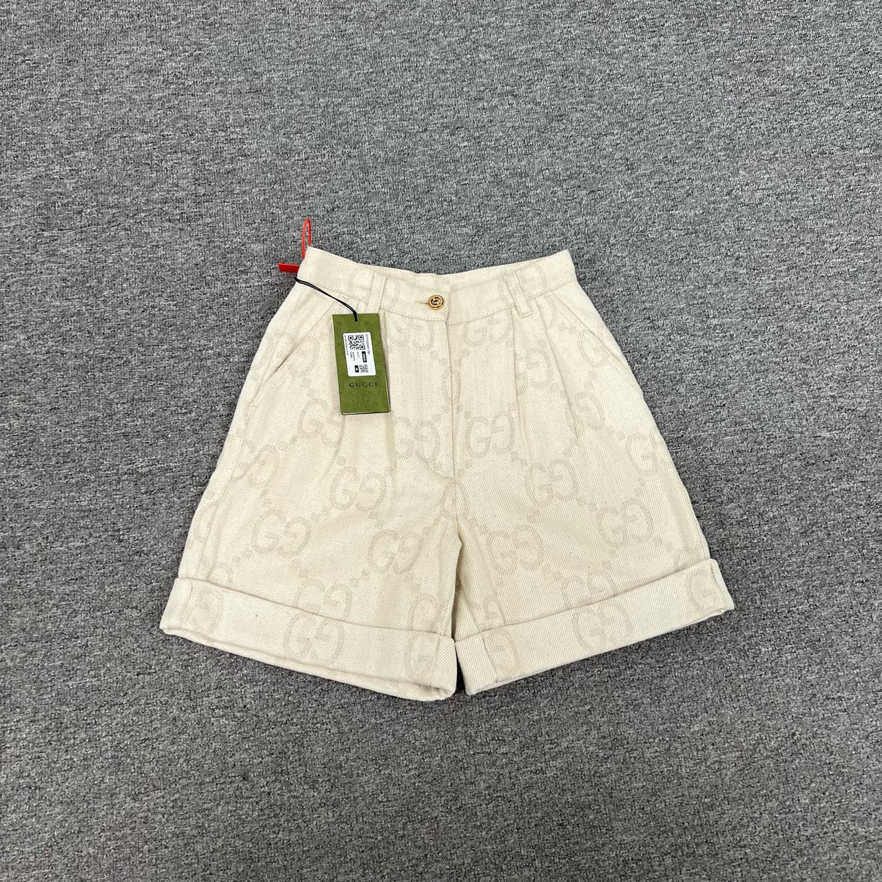 99新 GUCCI/古驰 白色 满印双G 大Logo 短裤 38码