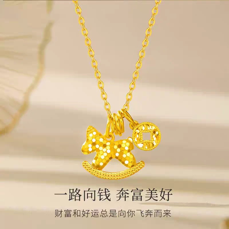 钛钢项链 A-72-碎冰冰小木马项链百搭轻奢精美时尚国际坠链