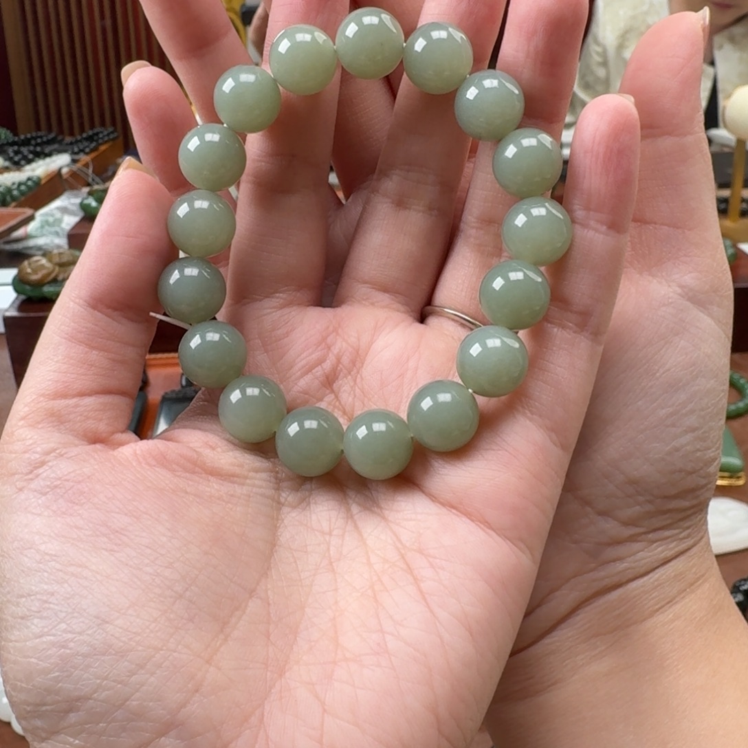 和田玉未镶嵌手链和田玉且末12圆