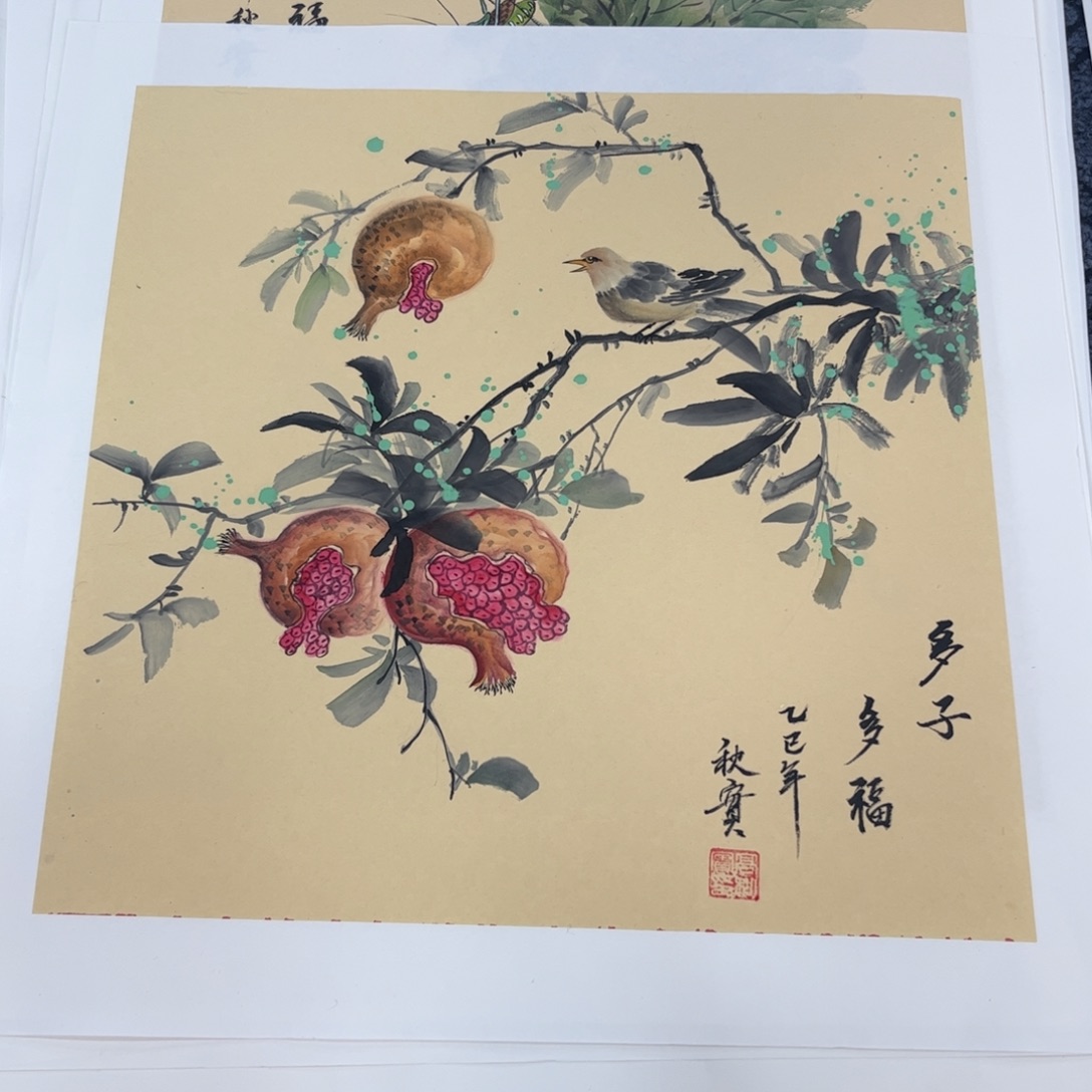 国画三尺斗方花鸟s