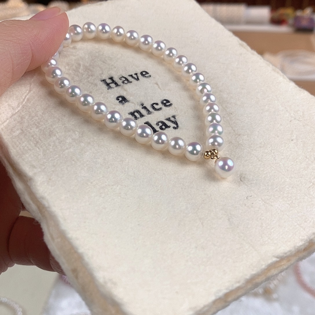 手绳银S925镶嵌淡水珍珠