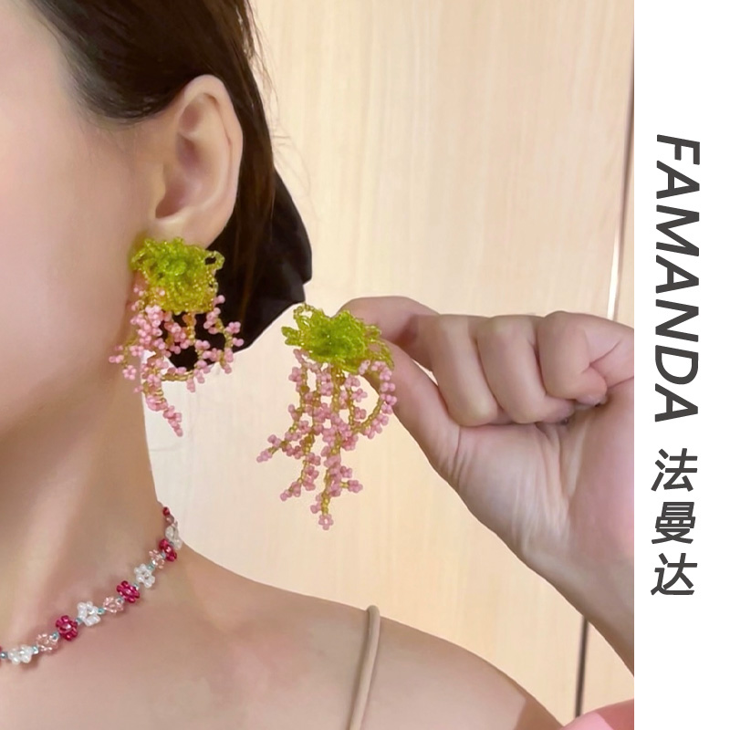 法曼达 非金属亚克力耳饰 【寻梦花神】甜美植物花卉时尚森系耳饰女