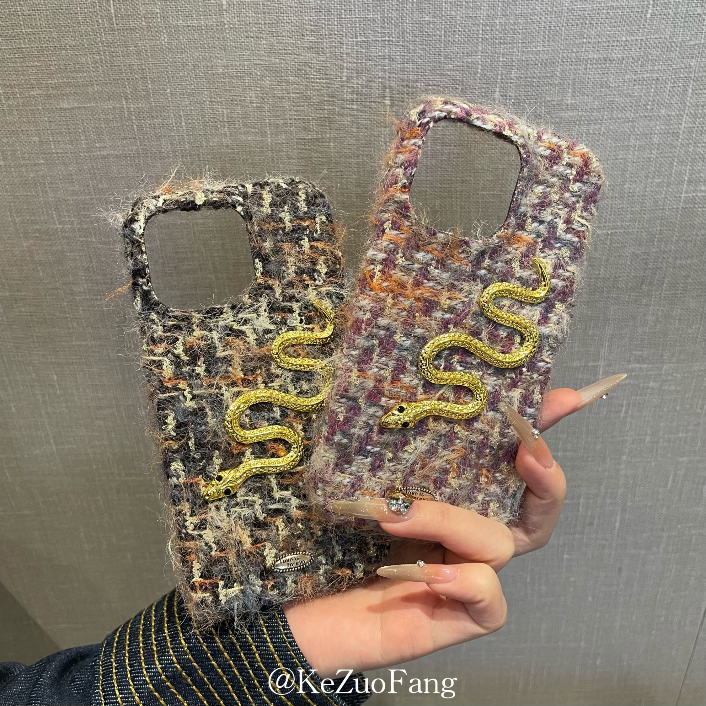 轻奢名媛风蛇年毛呢手机壳适用iPhone16promax/15/14/13全包防摔