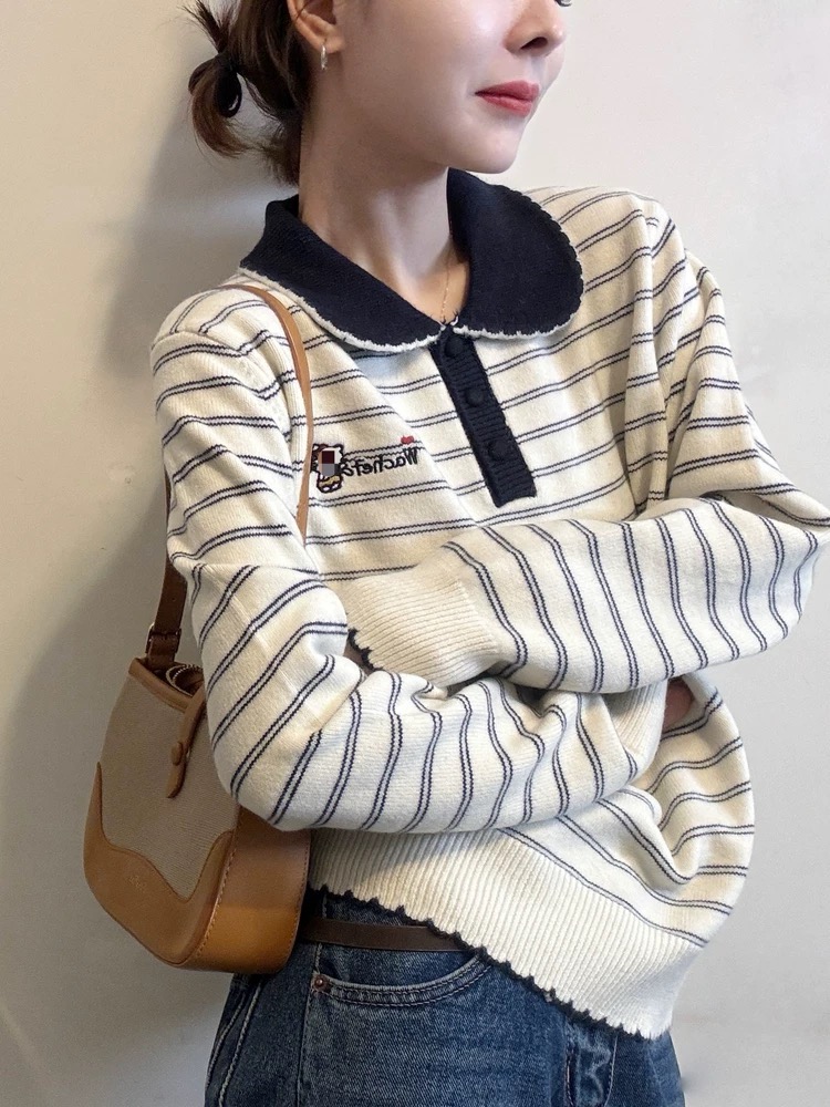 200斤大码女装长袖春季翻领针织女毛针织衫秋季时尚毛衣上衣1336