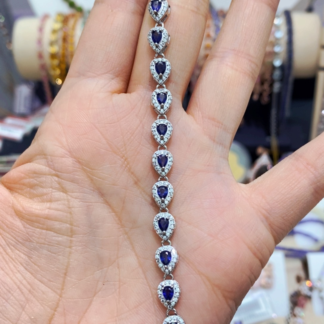 蓝宝石手链银S925镶嵌