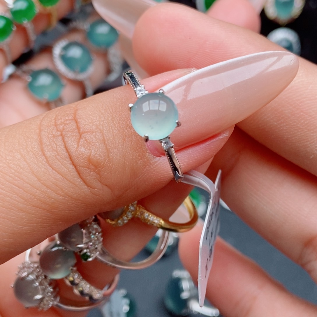 翡翠戒指银S925镶嵌5588