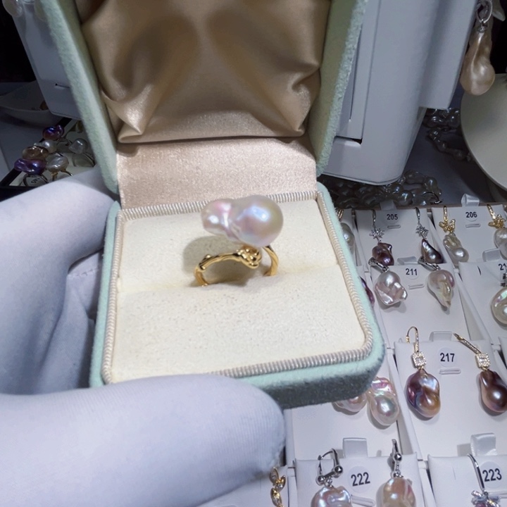 淡水珍珠戒指银S925镶嵌南*晓