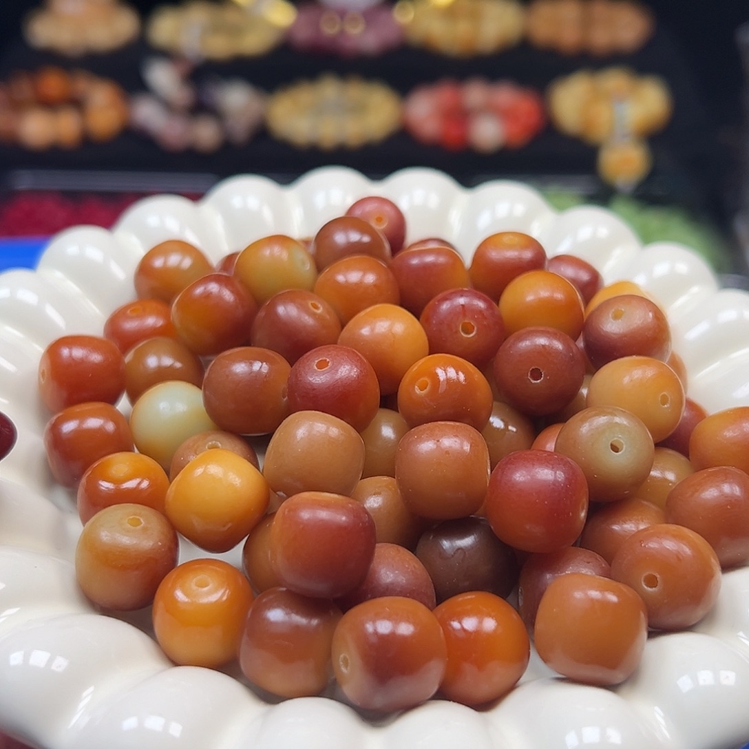 手串菩提根/象牙果卡14➕老料金橘桶110颗