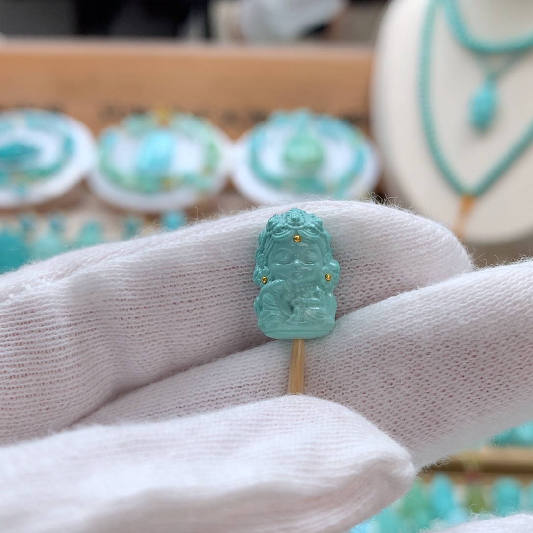 绿松石未镶嵌绿松石绿度母