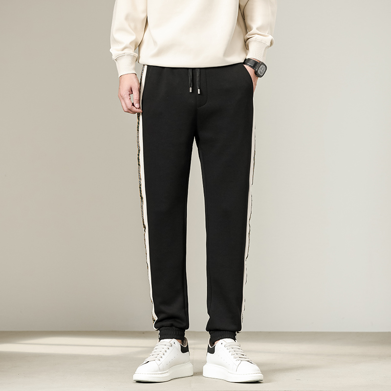 美式修身白色休闲卫裤男士秋冬新款束脚运动裤潮牌哈伦痞帅长裤子