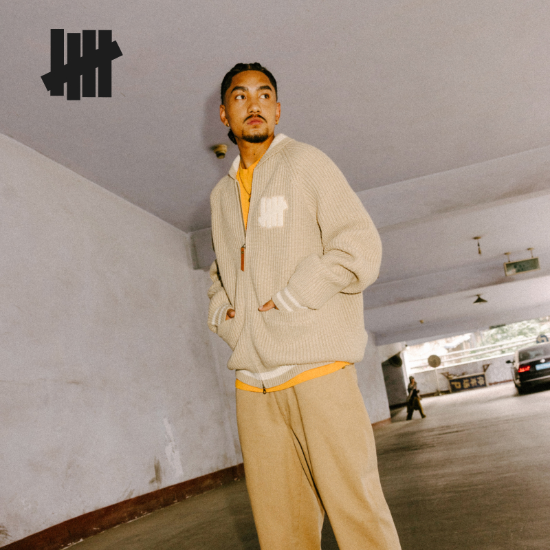 UNDEFEATED五条杠官方秋季新品元宝针翻领设计元素开衫UC53GCG03M