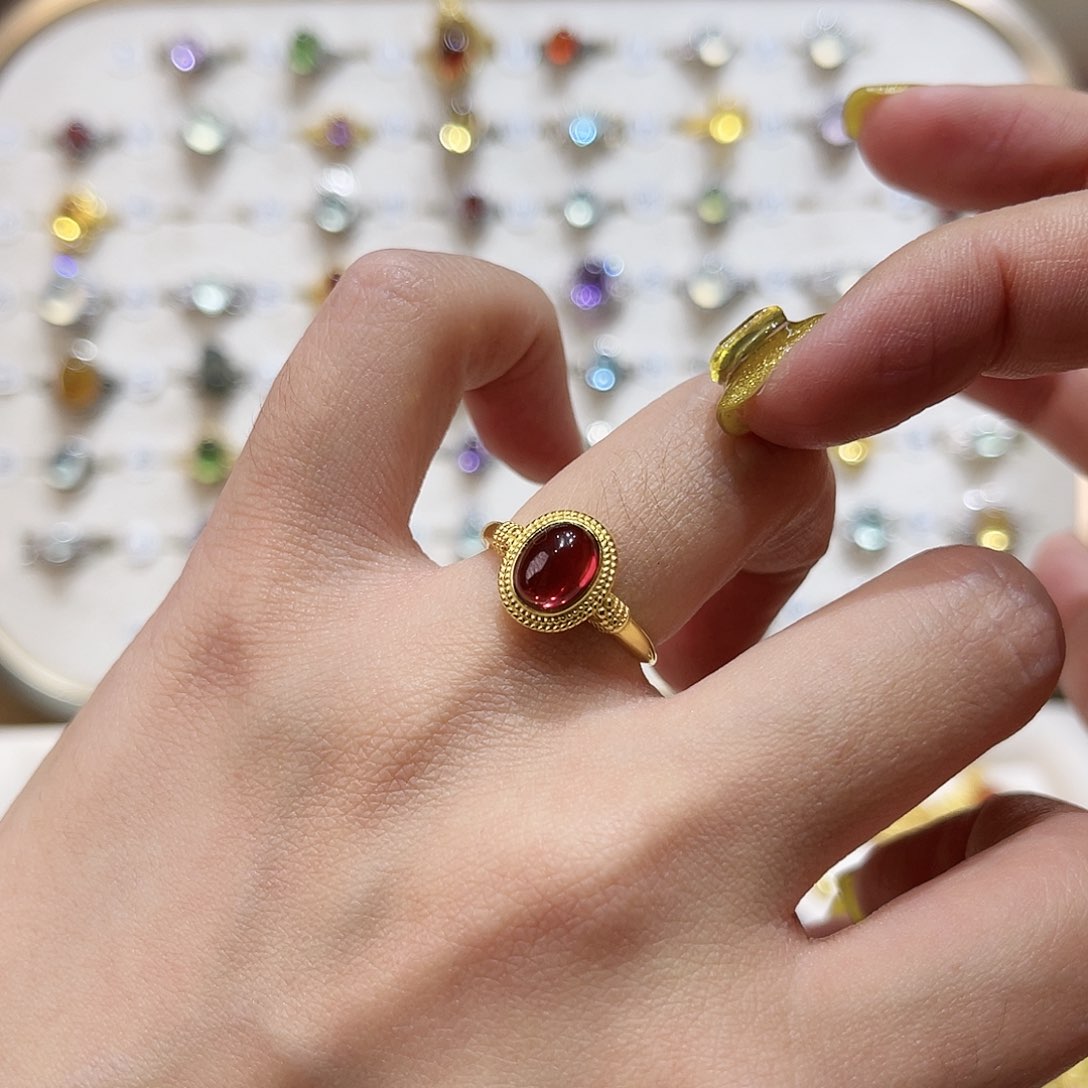 蛇纹石玉戒指银S925镶嵌