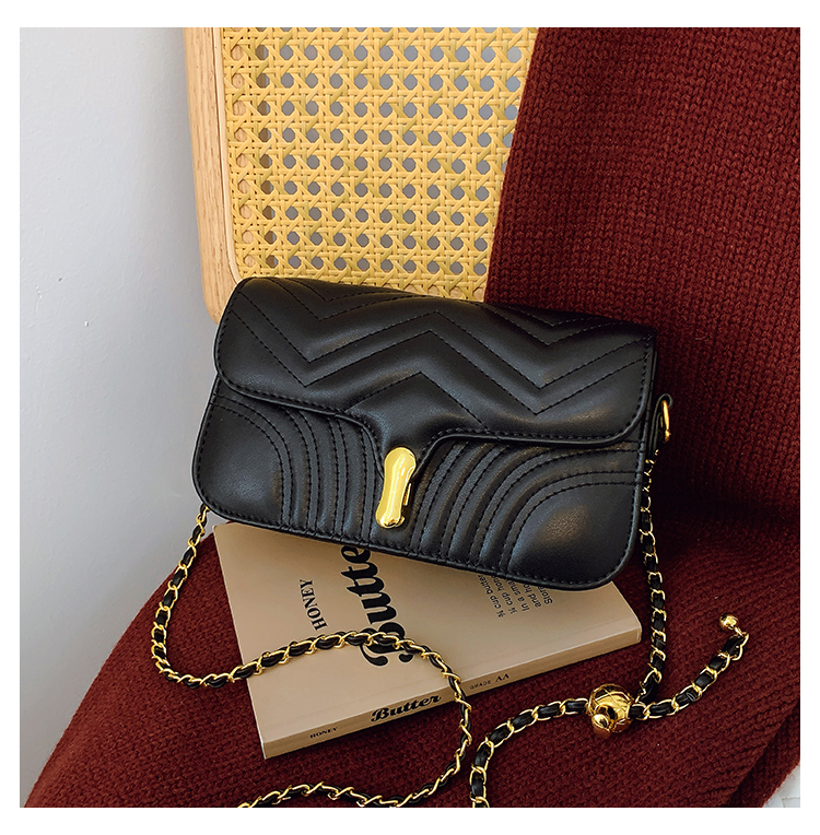 简约小众精美绣线安全花生锁扣金球链条包单肩斜跨女包#8960