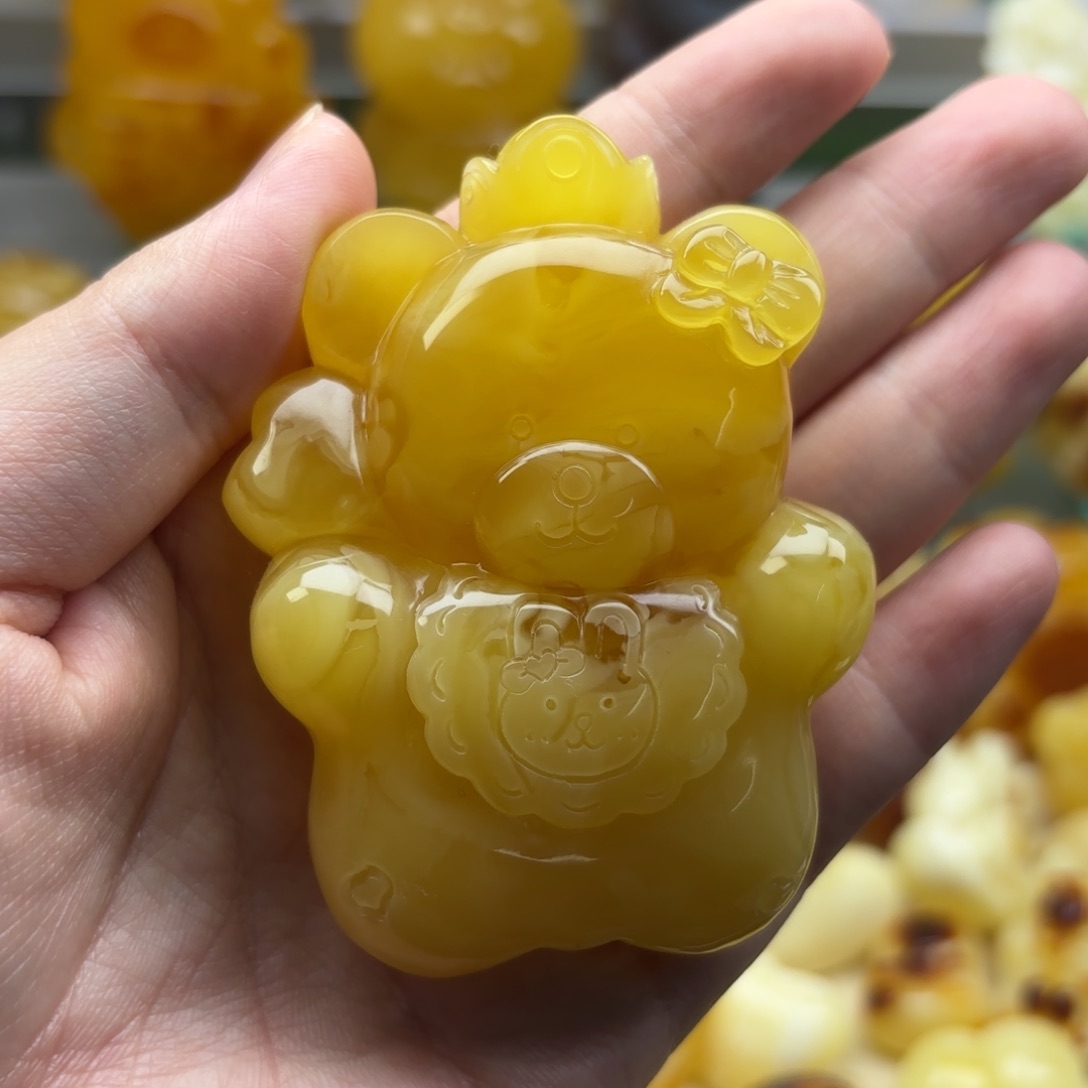 蜜蜡裸石未镶嵌蜜蜡吊坠打孔不退换