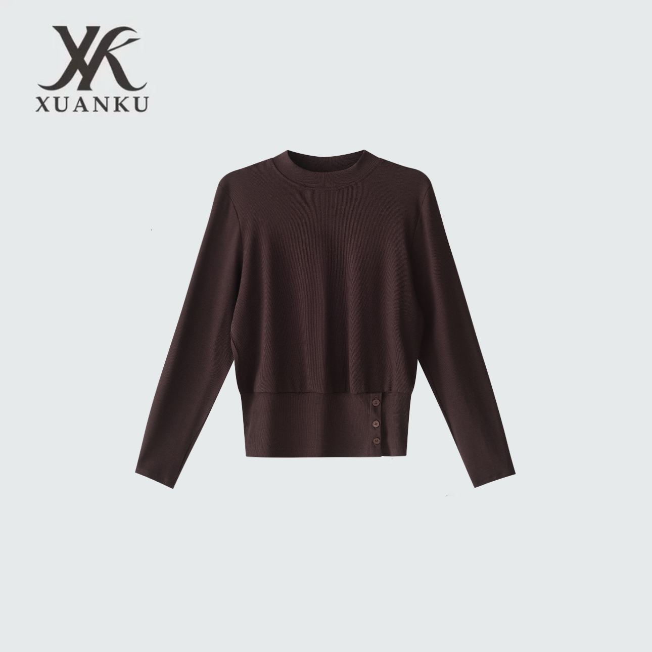 【XUANKU】2025秋冬落肩袖极简风毛针织衫1058