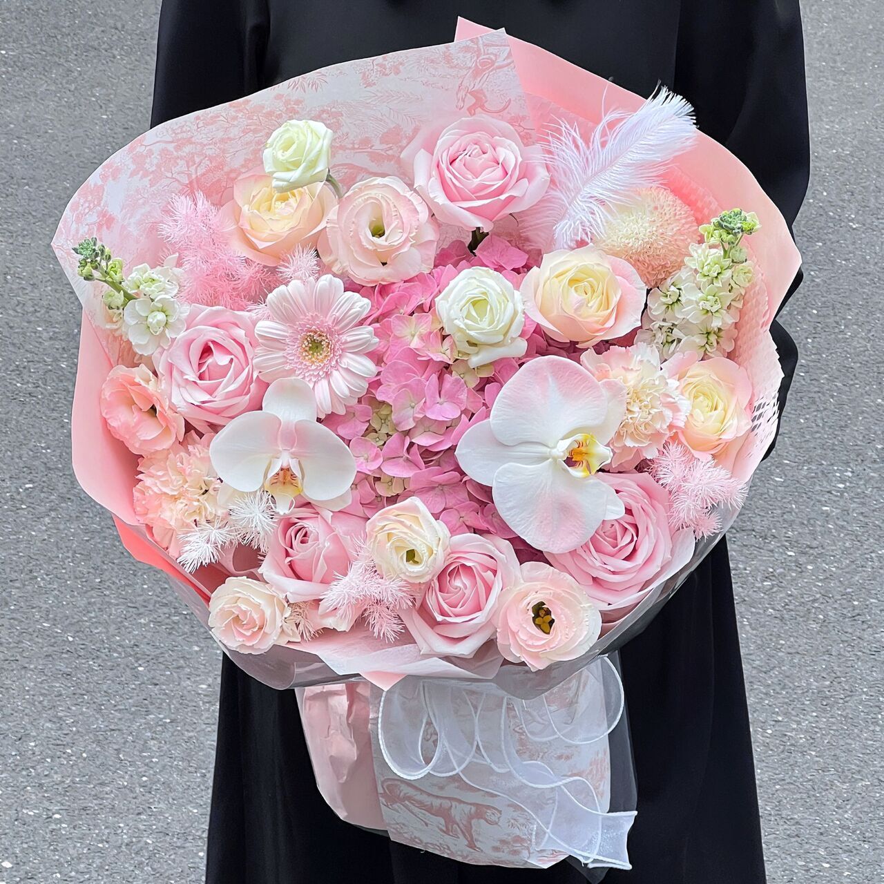 《粉蝶之舞》粉玫瑰花蝴蝶兰混搭花束生日鲜花店送花上门生日礼物约会鲜花免费配送爱人老婆闺蜜