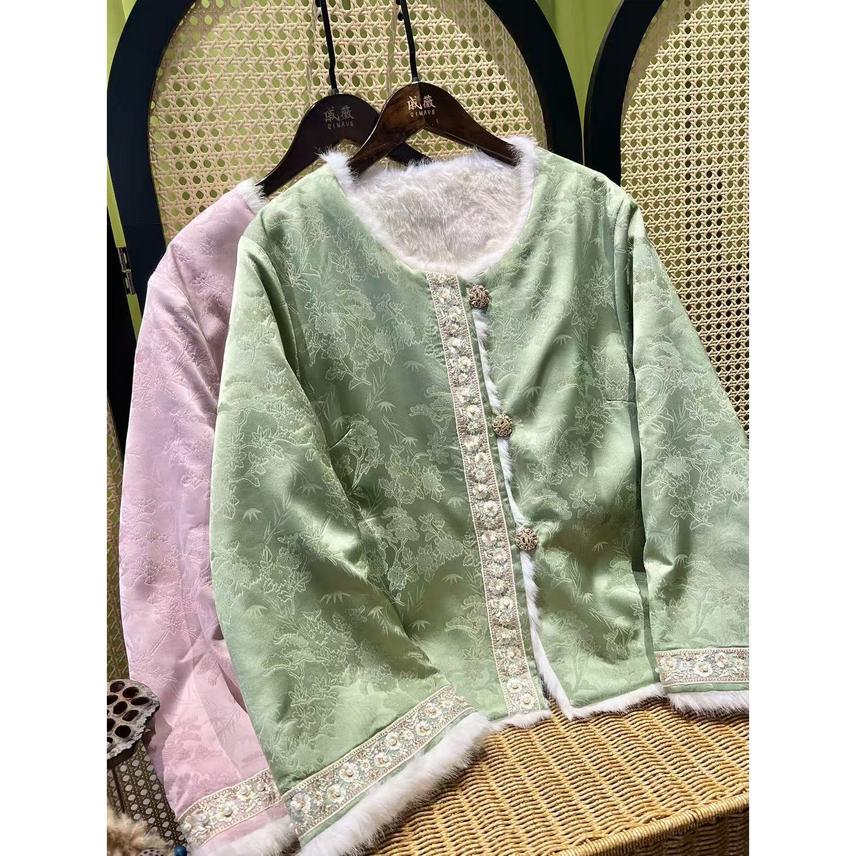 戚薇原创【云水谣】长58左右新款新中式国风冬季双面双穿外套