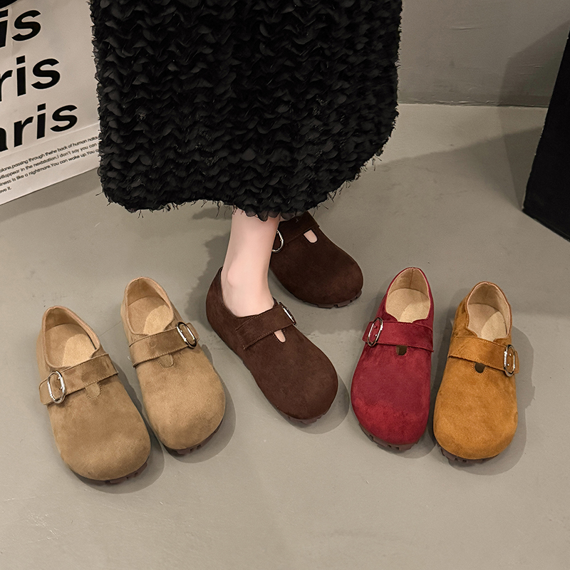 内增高厚底全包博肯鞋女2025秋冬季新款懒人一脚蹬女鞋