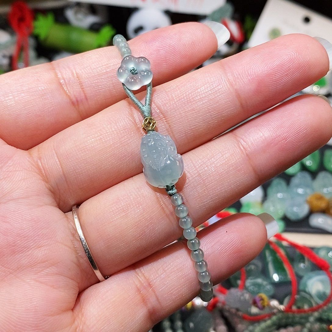 翡翠未镶嵌颈饰貔貅小花手链15