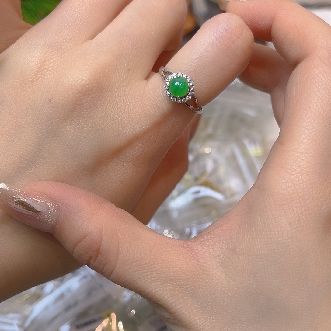 翡翠银S925镶嵌戒指