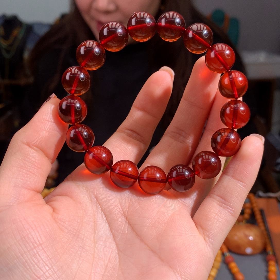 血珀手串未镶嵌天然