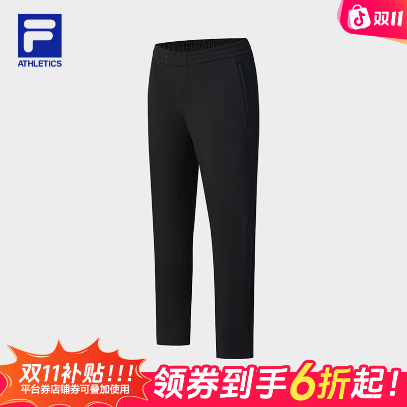 Fila/斐乐男子秋冬厚款保暖弹力舒适运动休闲梭织长裤A11M541810F