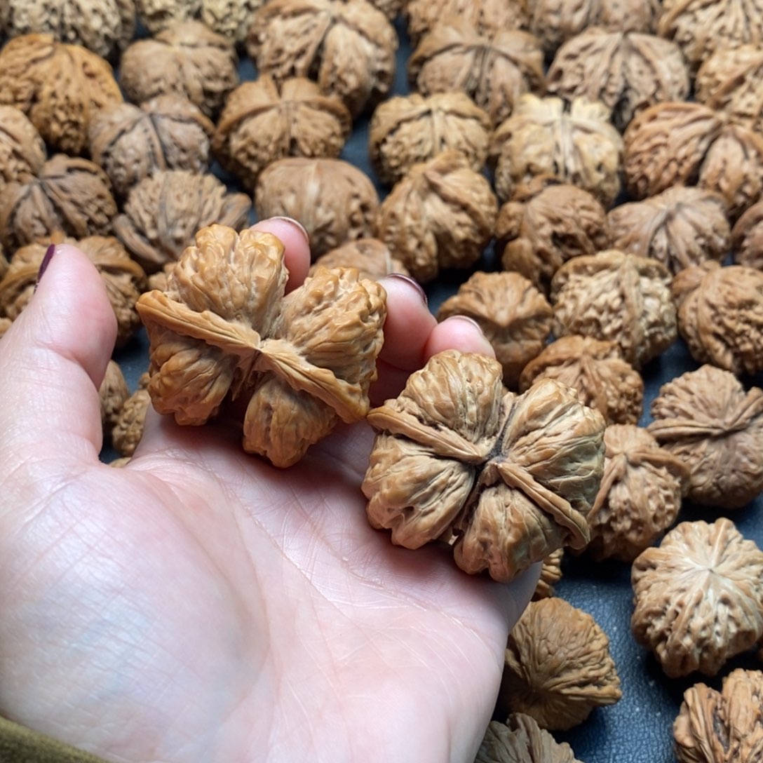 文玩核桃把件48蛤蟆头连体