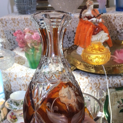 有机玻璃中古波兰水晶花瓶