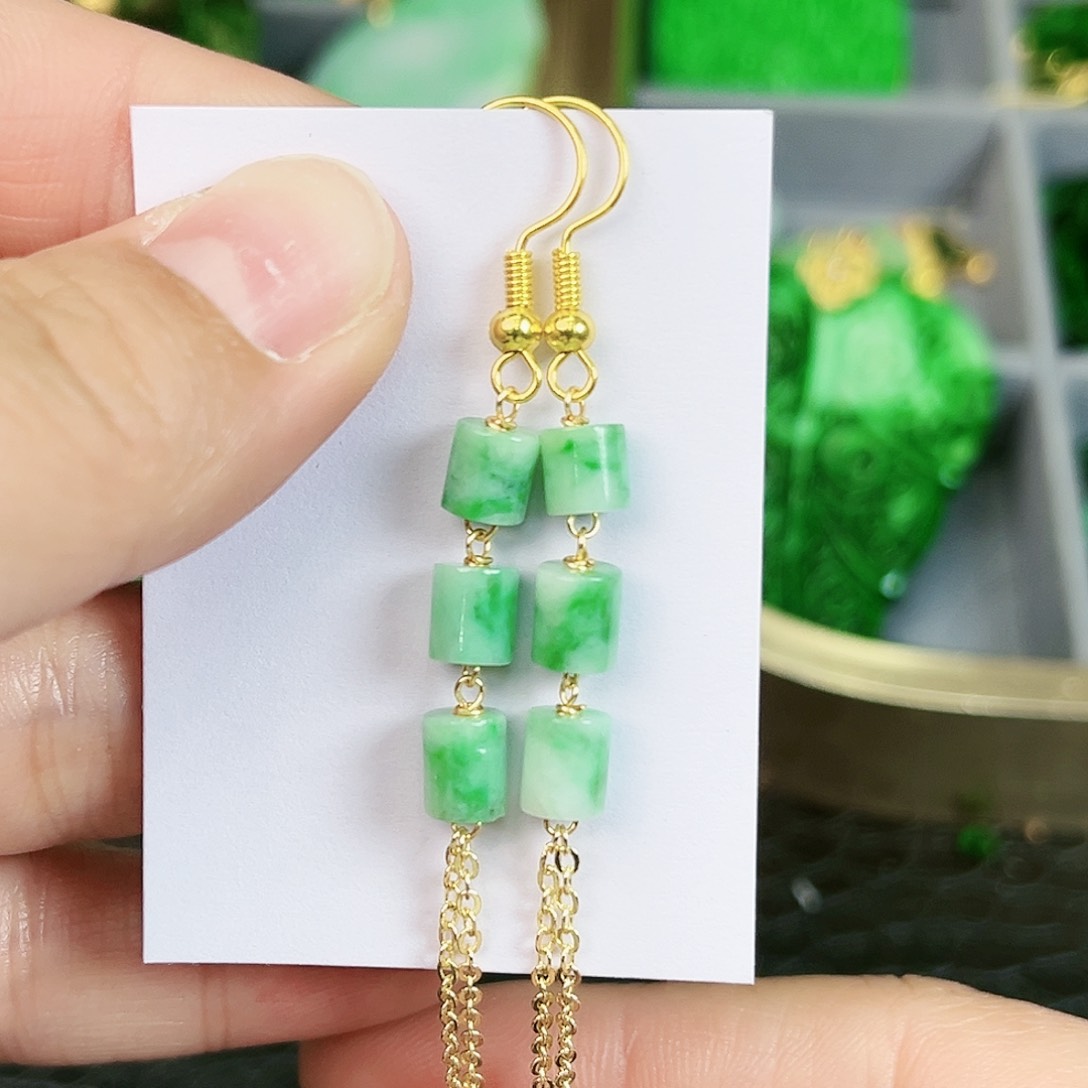 翡翠项链银S925镶嵌耳饰