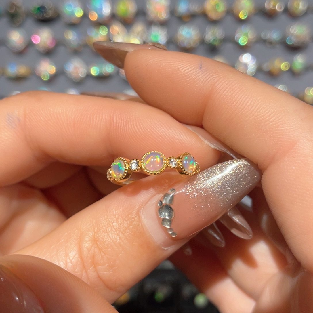 欧泊戒指欧泊银S925镶嵌