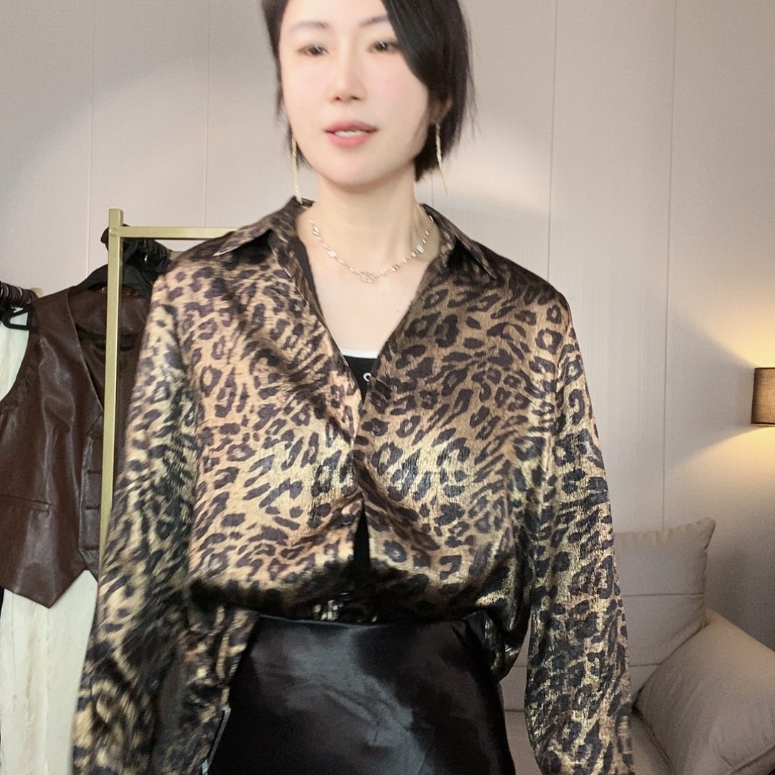 M l xl备注尺码豹纹衬衣